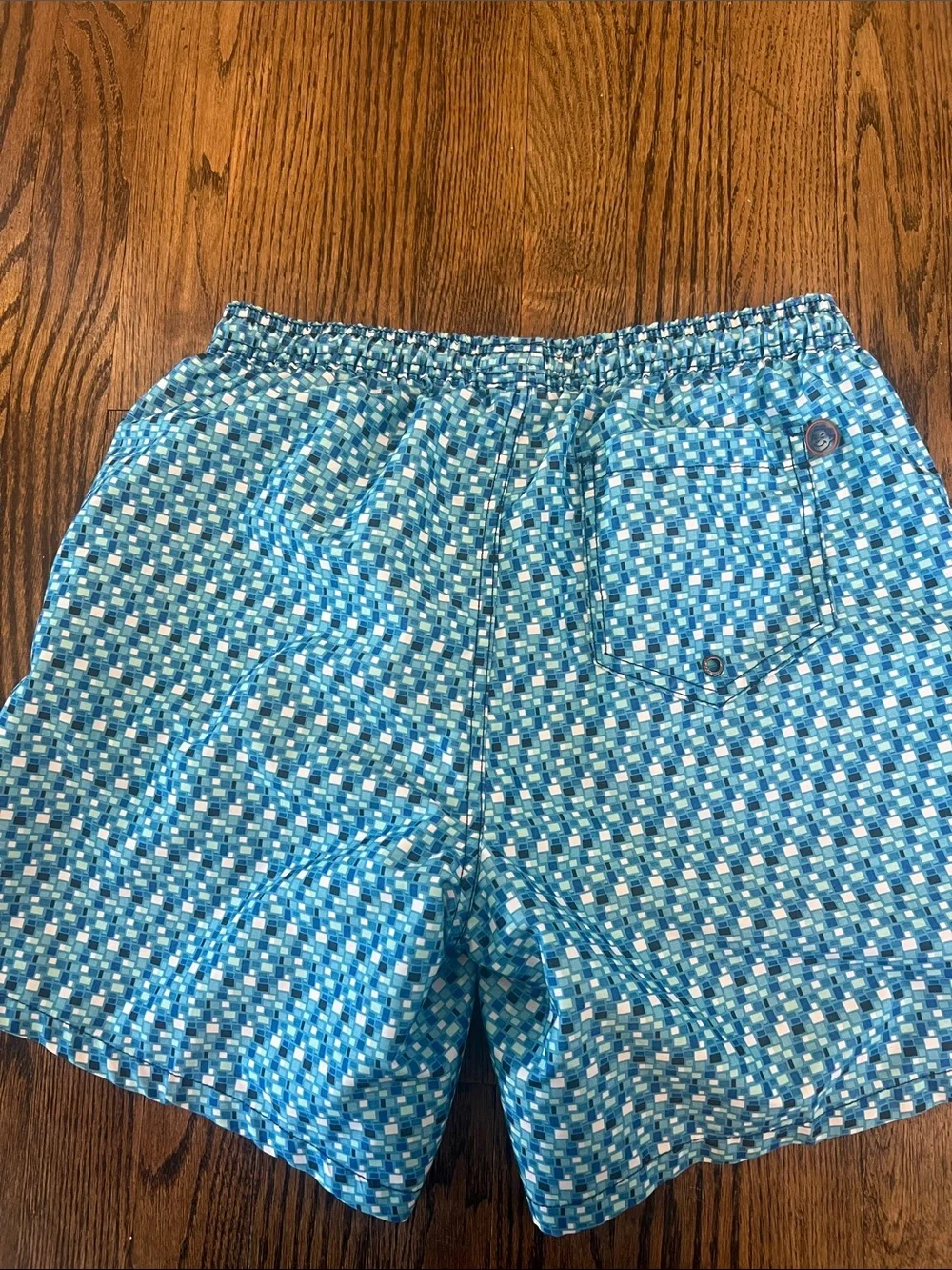 Mr.Swim Teal and Navy Geometric Swim Trunks